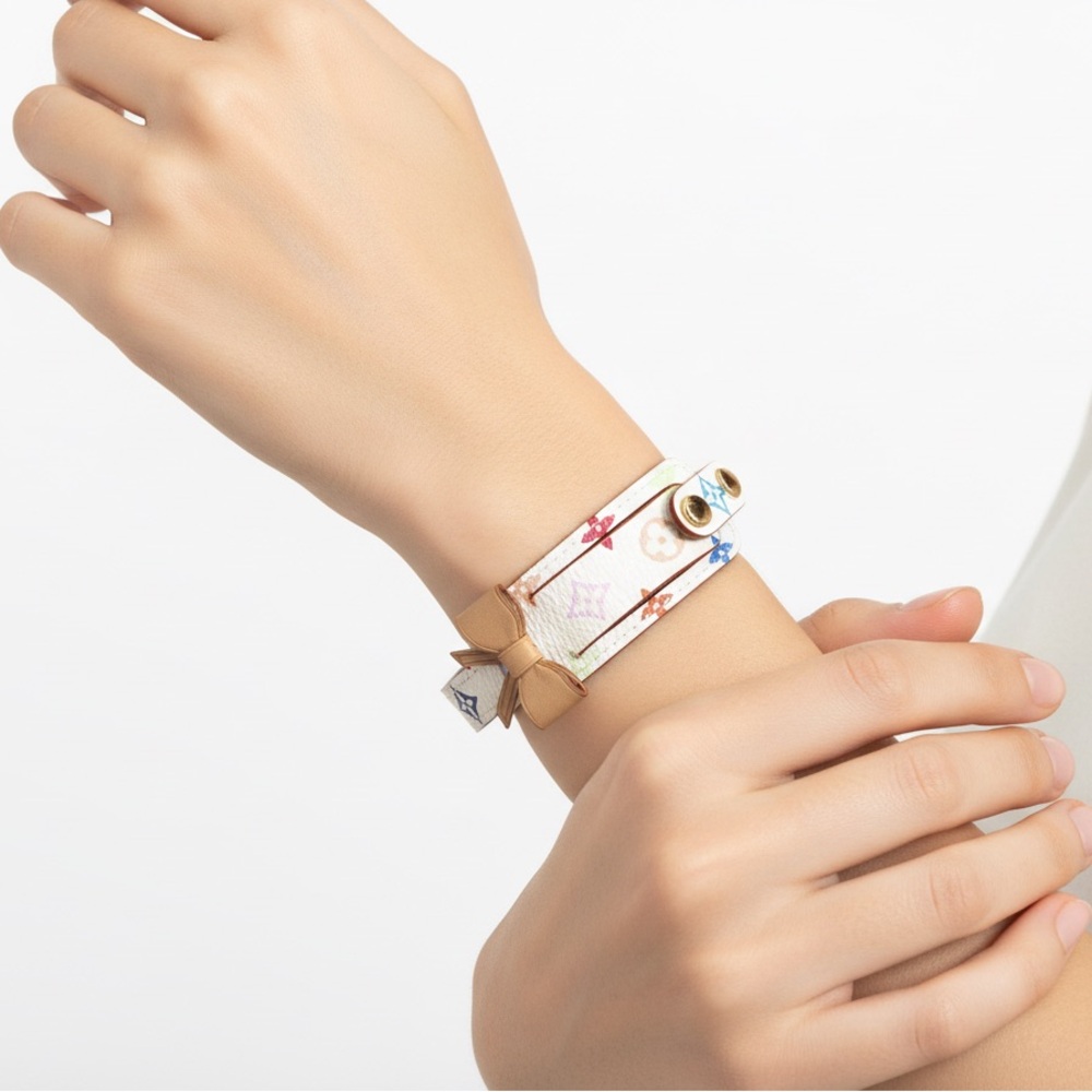 Louis Vuitton White Murakami Monogram ID Bracelet with Gold Hardware - Picture 11 of 11